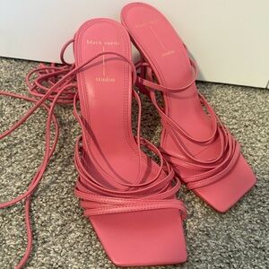 Black Suede Studio Handmade in Brazil Pink Strappy Sandals Size 8